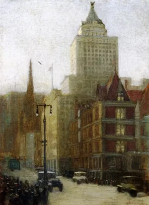 57th Street at Fifth Avenue by Aaron Harry Gorson - Oil Painting Reproduction