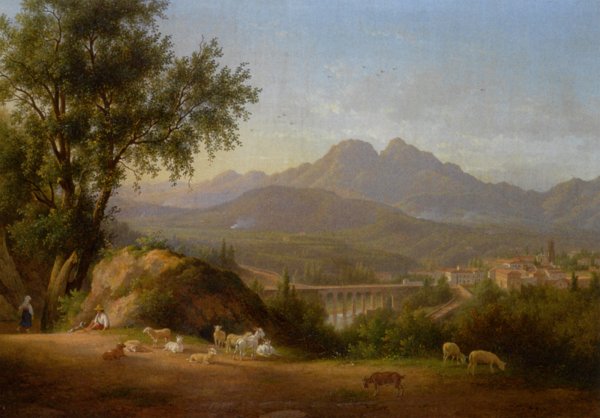 Oil Painting Reproduction A View of Cava Dei Tirreni Near Salerno Italy by Abraham Alexandre Teerlink