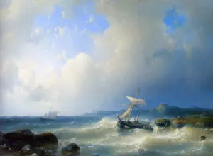 A Rocky Coast by Abraham Hulk Snr - Oil Painting Reproduction