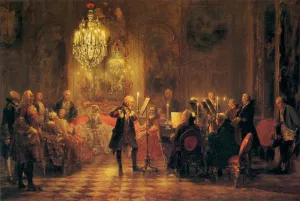 A Flute Concert of Frederick the Great at Sanssouci by Adolph Von Menzel - Oil Painting Reproduction