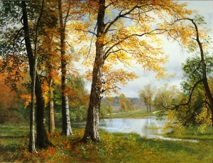 A Quiet Lake by Albert Bierstadt - Oil Painting Reproduction