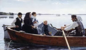A Child's Funeral by Albert Edelfelt - Oil Painting Reproduction