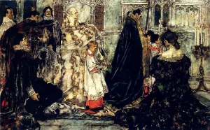 A Medieval Christmas--The Procession by Albert Wenzell - Oil Painting Reproduction