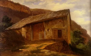 A Farm House On The Side Of A Mountain by Alexandre Calame - Oil Painting Reproduction