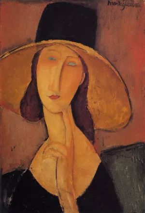 Jeanne Hebuterne in a Large Hat also known as Portrait of Woman in Hat by Amedeo Modigliani - Oil Painting Reproduction