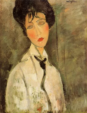 Portrait of a Woman in a Black Tie by Amedeo Modigliani - Oil Painting Reproduction