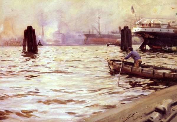 Oil Painting Reproduction Hamburgs Hamn by Anders Zorn