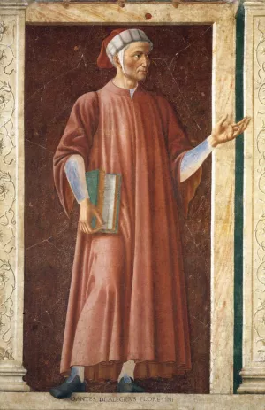Famous Persons: Dante Allighieri by Andrea Del Castagno - Oil Painting Reproduction