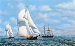 A Tidal Wave and Dreadnought by Antonio Jacobsen - Oil Painting Reproduction