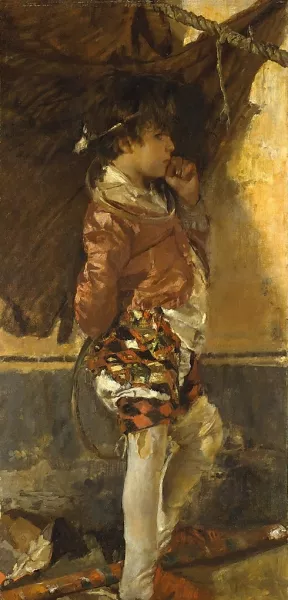 A Circus Boy by Antonio Mancini - Oil Painting Reproduction