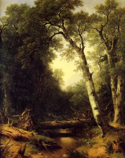 A Creek in the Woods by Asher B. Durand - Oil Painting Reproduction