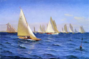 The Race by Axel Johansen - Oil Painting Reproduction