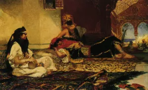 In the Harem by Benjamin Jean Joseph Constant - Oil Painting Reproduction