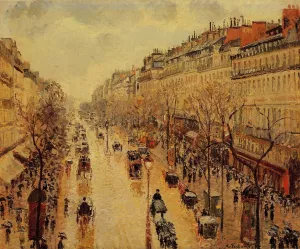 Boulevard Montmartre: Afternoon in the Rain by Camille Pissarro - Oil Painting Reproduction
