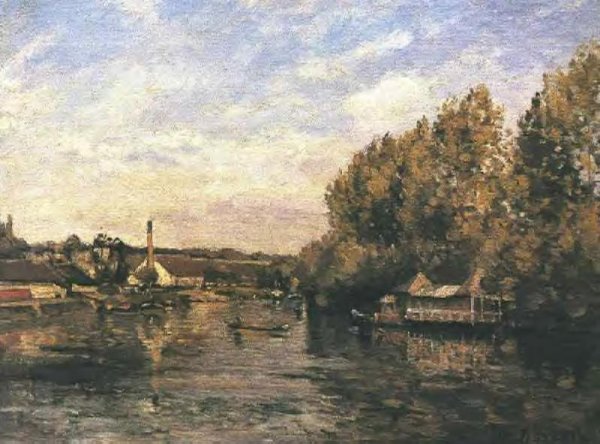 Oil Painting Reproduction Le Grenouillere at Bougival by Camille Pissarro