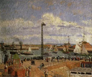 The Pilot's Jetty, Le Havre - High Tide, Afternoon Sun by Camille Pissarro - Oil Painting Reproduction