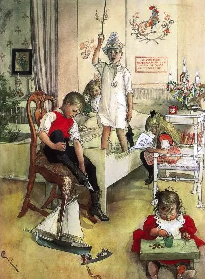 A Christmas Morning by Carl Larsson - Oil Painting Reproduction