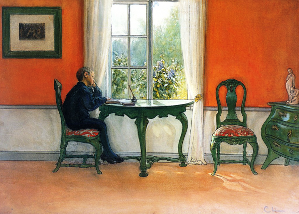 Oil Painting Reproduction Required Reading by Carl Larsson