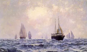 A Breezy Morning Off Newport by Carlton T. Chapman - Oil Painting Reproduction