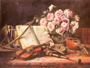 A Musical Still Life by Charles Antoine Joseph Loyeux - Oil Painting Reproduction