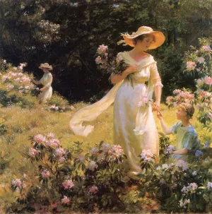 Among the Laurel Blossoms by Charles Curran - Oil Painting Reproduction