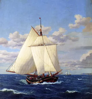 A Danish Yacht Passing Stevens by Christoffer Wilhelm Eckersberg - Oil Painting Reproduction