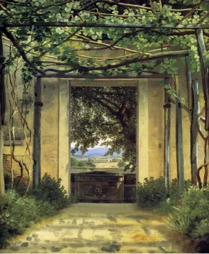 A Pergola by Christoffer Wilhelm Eckersberg - Oil Painting Reproduction