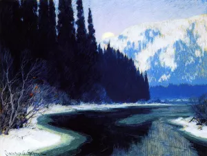 A Silent Stream of the North by Clarence Gagnon - Oil Painting Reproduction