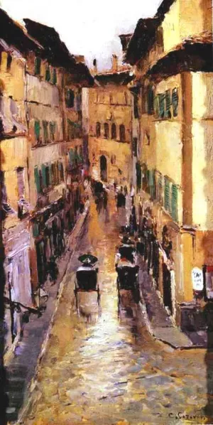 A Florence Street in the Rain by Constantin Alexeevich Korovin - Oil Painting Reproduction