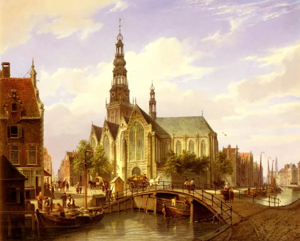 A Capriccio View Of Amsterdam by Cornelis Christiaan Dommelshuizen - Oil Painting Reproduction