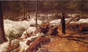 A Boy in the Maine Woods by Eastman Johnson - Oil Painting Reproduction