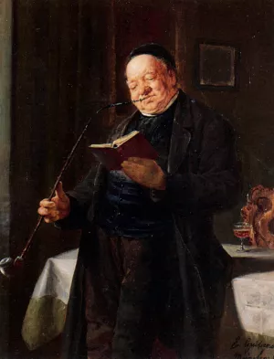 A Clergyman Smoking by Eduard Von Grutzner - Oil Painting Reproduction