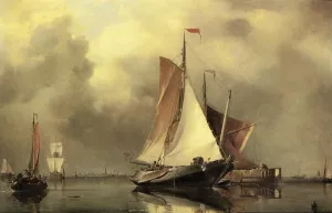 A Calm Day on the Scheldt by Edward William Cooke - Oil Painting Reproduction