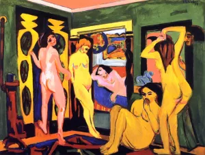 Badende im Raum by Ernst Ludwig Kirchner - Oil Painting Reproduction
