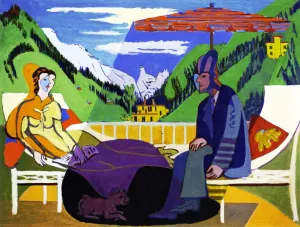 Balcony Scene by Ernst Ludwig Kirchner - Oil Painting Reproduction