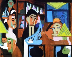 Davoser Cafe by Ernst Ludwig Kirchner - Oil Painting Reproduction