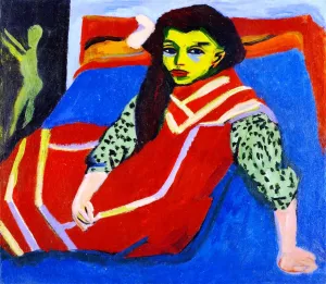 Seated Girl Franzi Fehrmann by Ernst Ludwig Kirchner - Oil Painting Reproduction