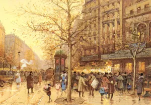 A Paris Street Scene by Eugene Galien-Laloue - Oil Painting Reproduction
