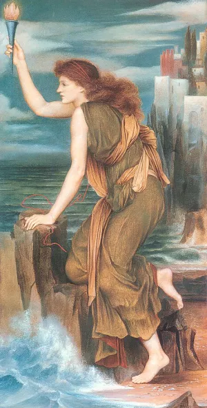 Hero Awaiting the Return of Leander by Evelyn De Morgan - Oil Painting Reproduction