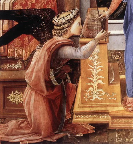 Annunciation with Two Kneeling Donors Detail by Fra Filippo Lippi - Oil Painting Reproduction