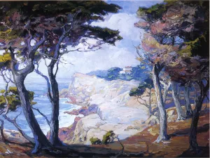A Villa on the Monterey Coast by Franz Bischoff Oil Painting