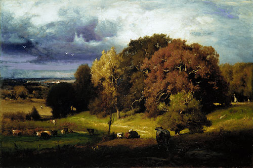 Oil Painting Reproduction Autumn Oaks by George Inness