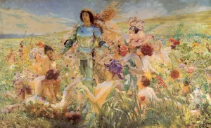 The Knight of the Flowers by Georges Antoine Rochegrosse - Oil Painting Reproduction
