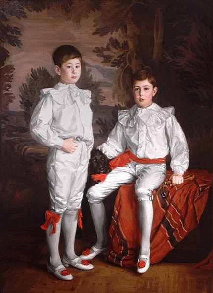 Oil Painting Reproduction Portrait of Molson Brothers Harold and Eric, sons of J. Elsdale by Gerald F. Metcalfe