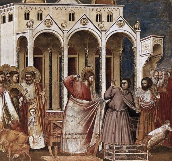 Oil Painting Reproduction Scenes from the Life of Christ: 11. Expulsion of the Money-Changers from the Temple by Giotto Di Bondone