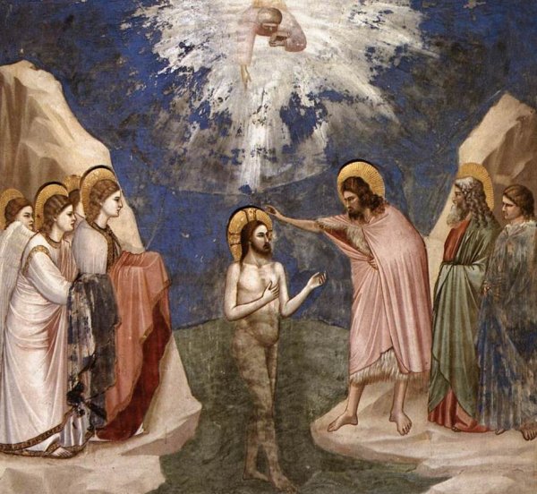 Oil Painting Reproduction Scenes from the Life of Christ: 7. Baptism of Christ  by Giotto Di Bondone