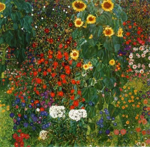 Farm Garden with Sunflowers by Gustav Klimt - Oil Painting Reproduction