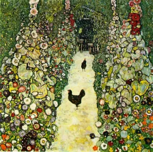 Garden Path with Chickens by Gustav Klimt - Oil Painting Reproduction