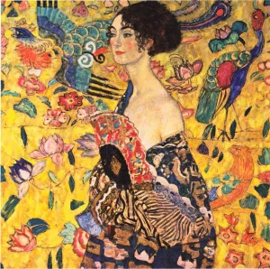 Lady with Fan by Gustav Klimt - Oil Painting Reproduction