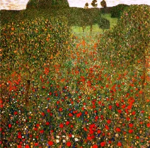 Poppy Field by Gustav Klimt - Oil Painting Reproduction